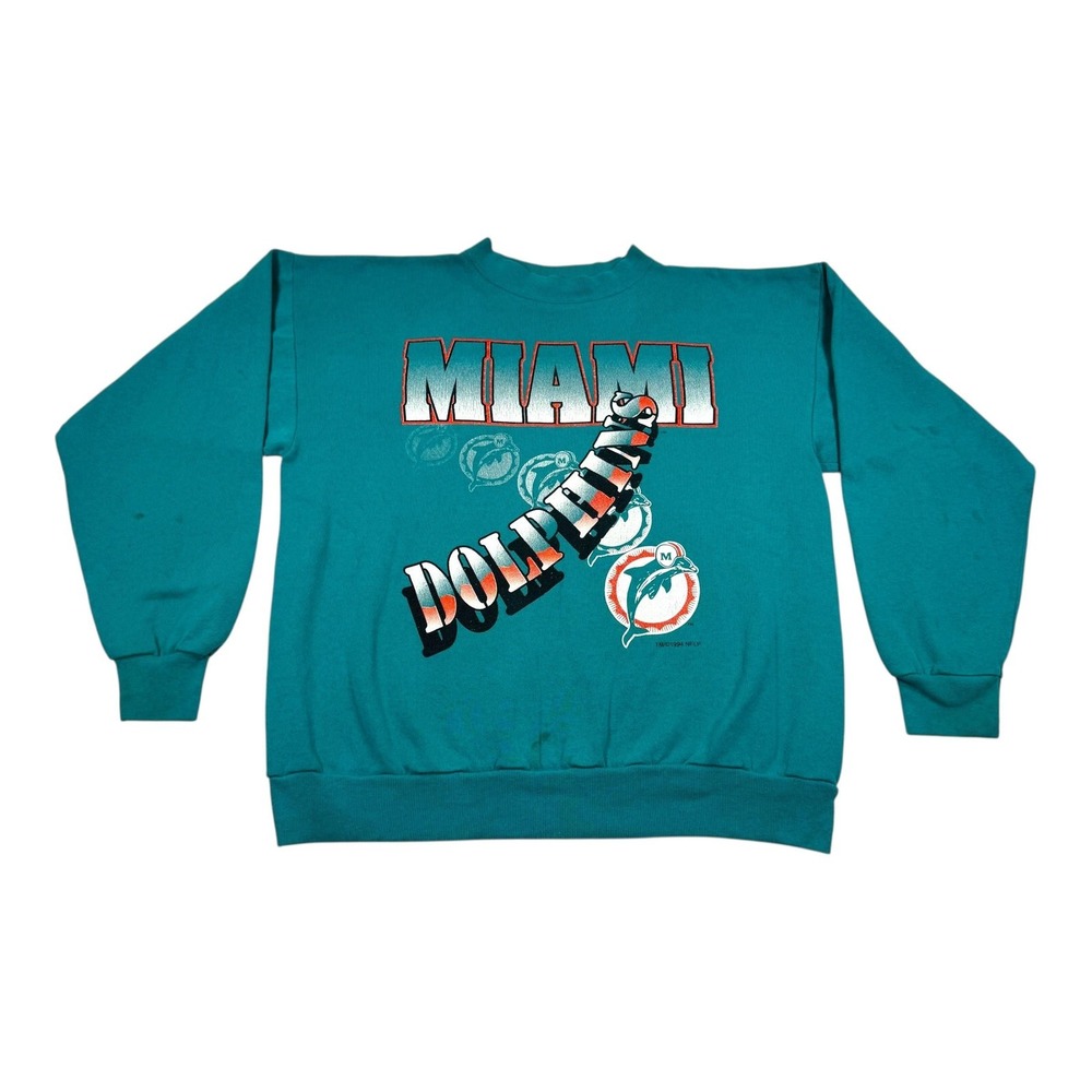 Vintage Miami Dolphins Sweatshirt Mens Large NFL Football Pullover Crewneck 90s